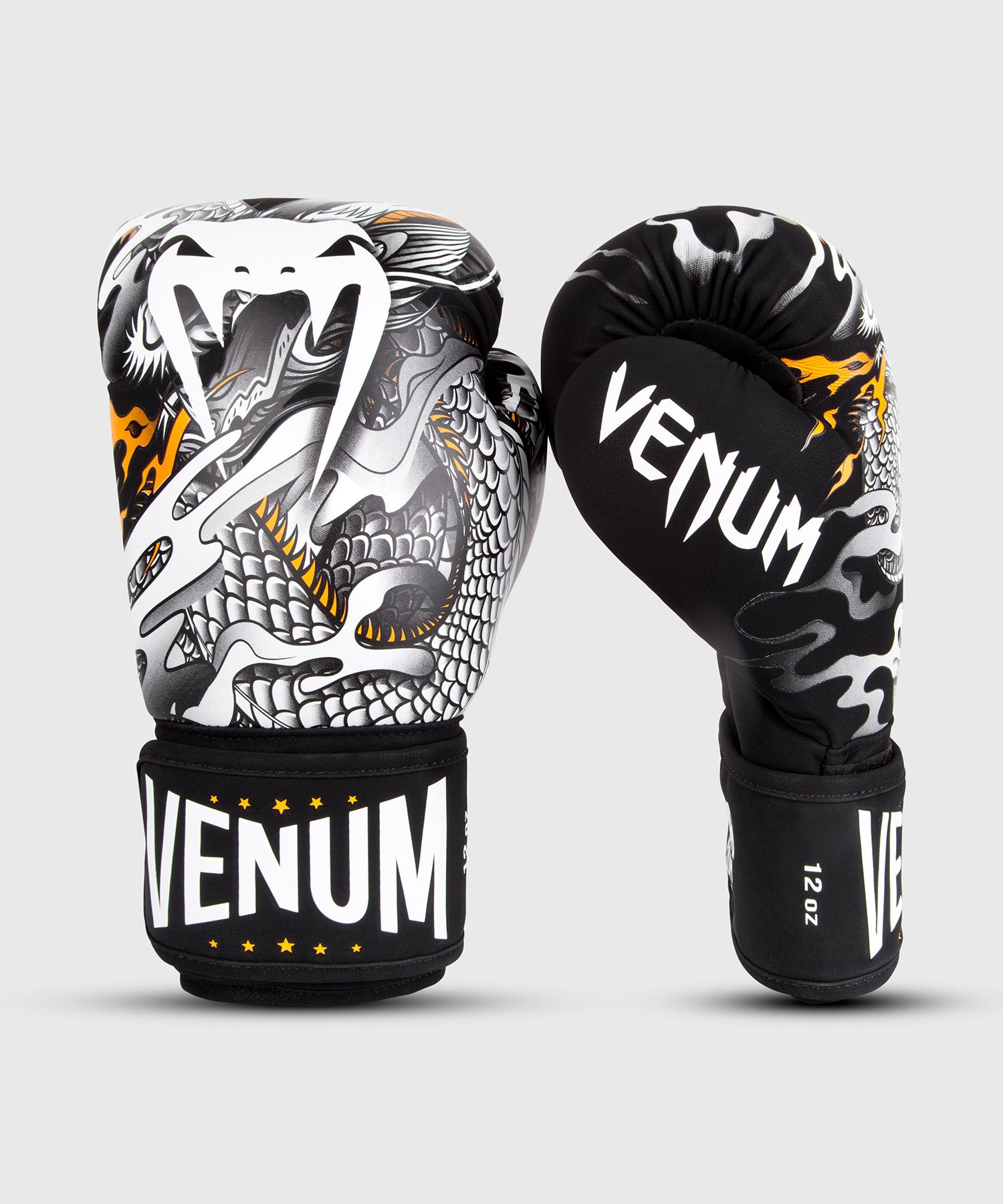 Venum Dragon's Flightボクシング グローブ - ブラック/ホワイト