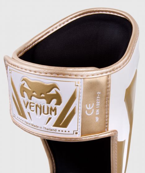 Venum Elite スタンドアップ シンガード - ホワイト/ゴールド