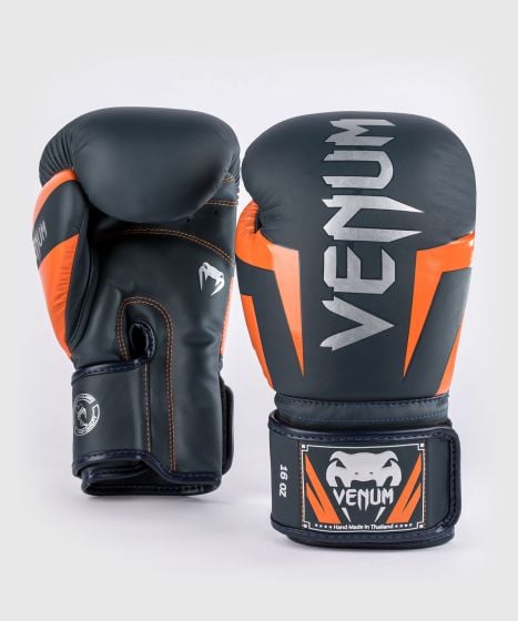 Venum Elite ボクシング グローブ - ネイビー/シルバー/オレンジ
