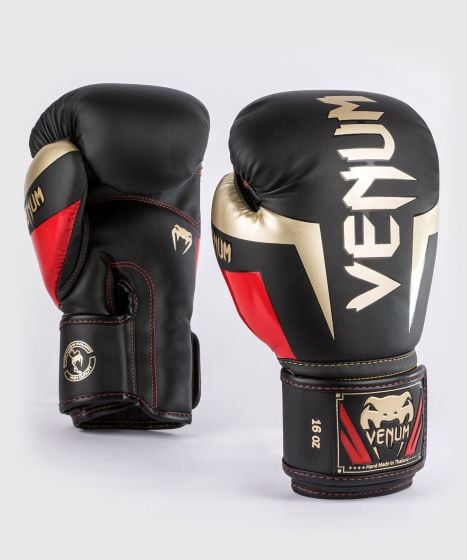 Venum Elite ボクシング グローブ - ブラック/ゴールド/レッド
